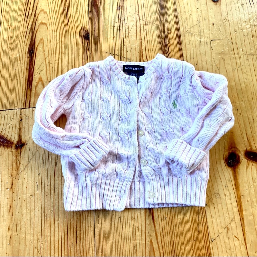 Ralph Lauren Light Pink Cable Knit Cardigan Size